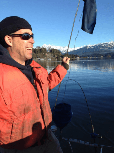 Michael Garvin sails through Auke Bay, just north of Juneau in Southeast Alaska. ©Chris Lunsford