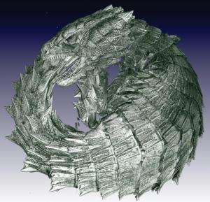 3D rendering of tail biting behaviour made with the in vivo µCT scanning protocol