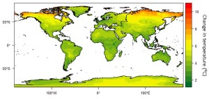 Projected changes in annual average temperature between 1971-2000 and 2070-2099
