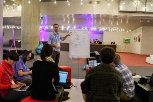 Brainstorming ideas at the Ecology Hackathon in Ghent.