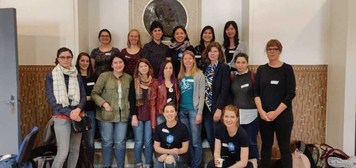 A group picture of R-Ladies at the satRday event in Paris, February 2019.