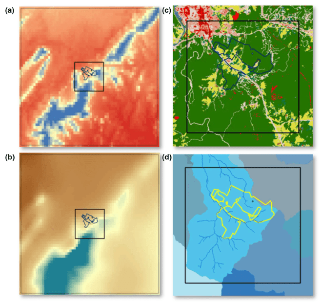 Figure 3 from Musinsky et al.'s article showing environmental gradients used to optimise locations of Airborne Observation Platform flight boxes.
